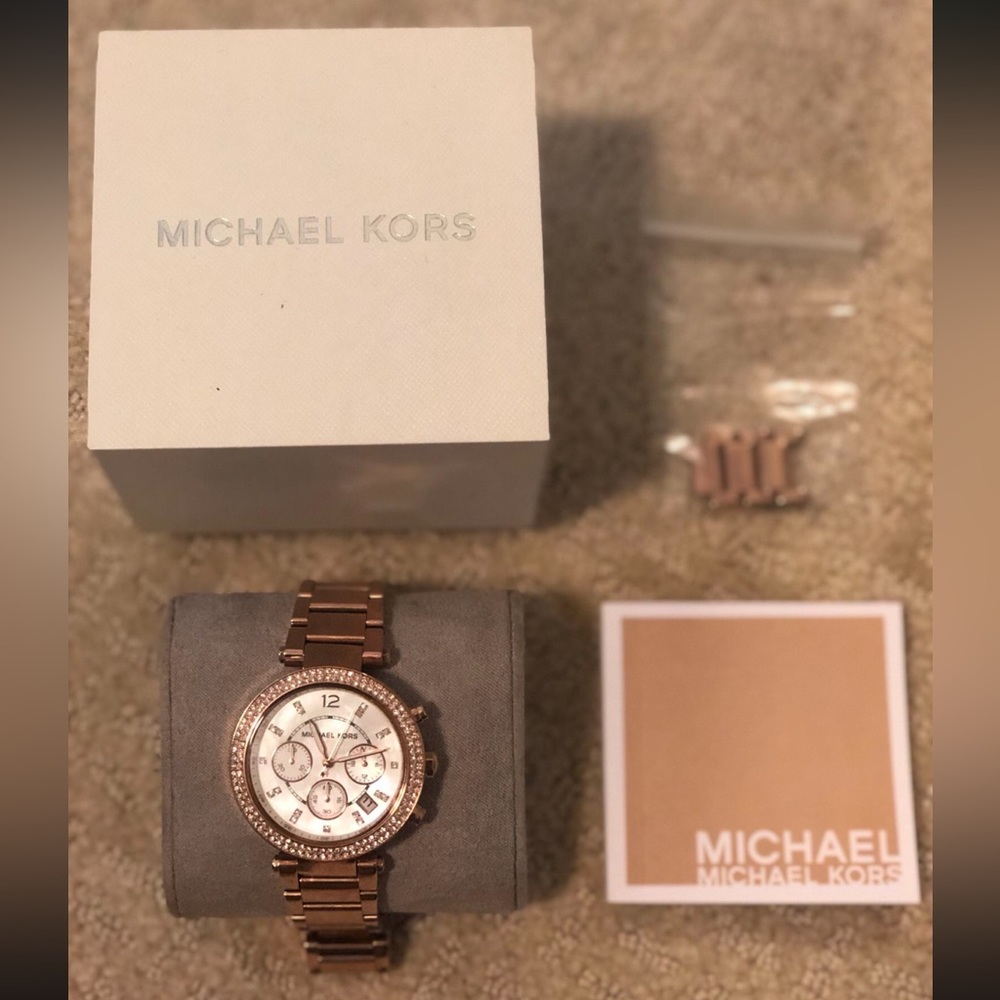 Michael Kors Women’s Chronograph Parker Rose Gold-Tone Watch